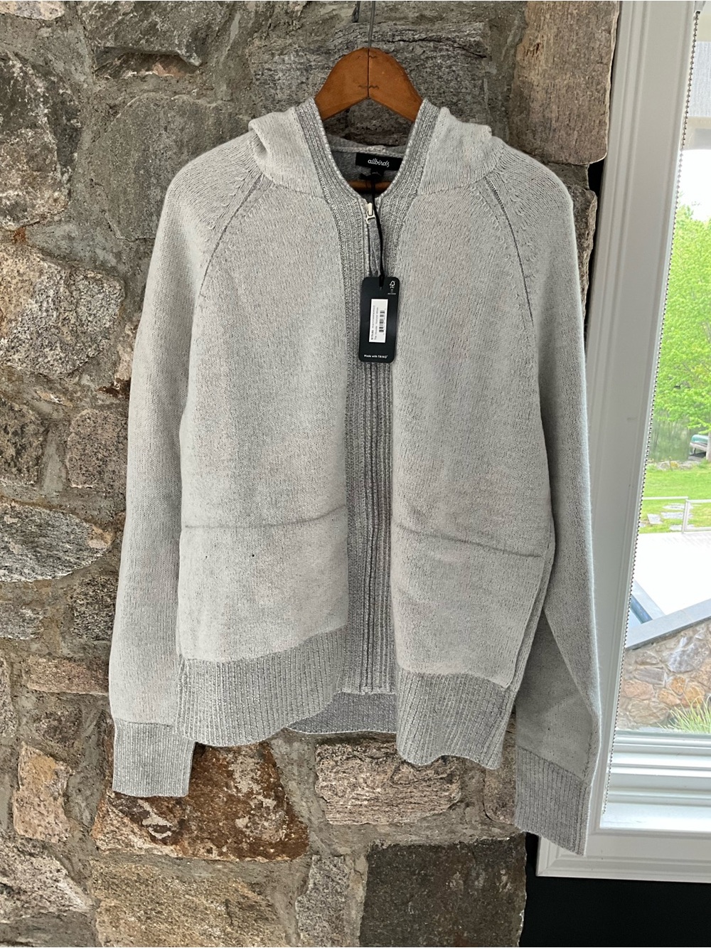 allbirds Heather Light Gray Zip Cardigan